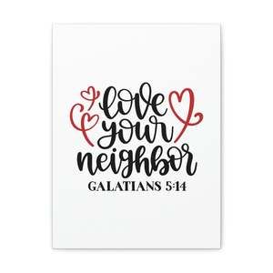 Scripture Sign Love Your Neighbor Galatians 5:14 Red Heart Christian Wall Art B